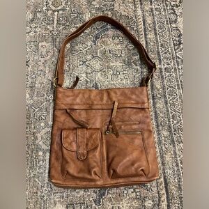 Great American Leather Works 100% Genuine Brown Crossbody Purse Bag
